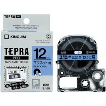 （まとめ） キングジム テプラ PRO テープカートリッジ マグネットテープ 12mm 青／黒文字 SJ12B 1個 【×4セット】