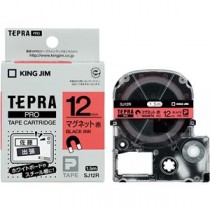 （まとめ） キングジム テプラ PRO テープカートリッジ マグネットテープ 12mm 赤／黒文字 SJ12R 1個 【×4セット】