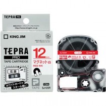（まとめ） キングジム テプラ PRO テープカートリッジ マグネットテープ 12mm 白／赤文字 SJ12SR 1個 【×4セット】