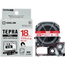 （まとめ） キングジム テプラ PRO テープカートリッジ マグネットテープ 18mm 白／赤文字 SJ18SR 1個 【×3セット】