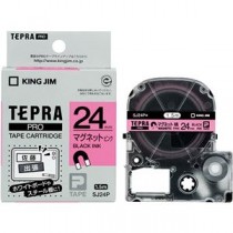 （まとめ） キングジム テプラ PRO テープカートリッジ マグネットテープ 24mm ピンク／黒文字 SJ24P 1個 【×3セット】
