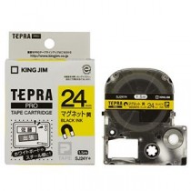 （まとめ） キングジム テプラ PRO テープカートリッジ マグネットテープ 24mm 黄／黒文字 SJ24Y 1個 【×3セット】