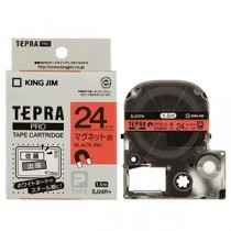 （まとめ） キングジム テプラ PRO テープカートリッジ マグネットテープ 24mm 赤／黒文字 SJ24R 1個 【×3セット】