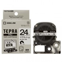 （まとめ） キングジム テプラ PRO テープカートリッジ マグネットテープ 24mm 白／黒文字 SJ24S 1個 【×3セット】