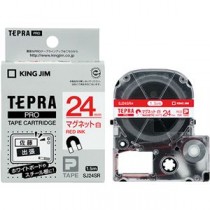 （まとめ） キングジム テプラ PRO テープカートリッジ マグネットテープ 24mm 白／赤文字 SJ24SR 1個 【×3セット】