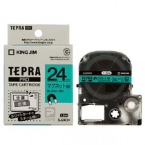 （まとめ） キングジム テプラ PRO テープカートリッジ マグネットテープ 24mm 緑／黒文字 SJ24G 1個 【×3セット】