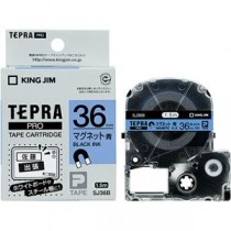 （まとめ） キングジム テプラ PRO テープカートリッジ マグネットテープ 36mm 青／黒文字 SJ36B 1個 【×4セット】