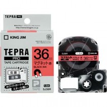 （まとめ） キングジム テプラ PRO テープカートリッジ マグネットテープ 36mm 赤／黒文字 SJ36R 1個 【×4セット】