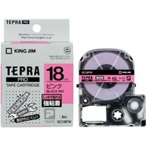 （まとめ） キングジム テプラ PRO テープカートリッジ 強粘着 18mm ピンク／黒文字 SC18PW 1個 【×3セット】