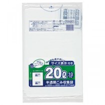 (まとめ) ジャパックス 容量表示入りポリ袋 乳白半透明 20L TSN20 1パック(10枚) 【×60セット】