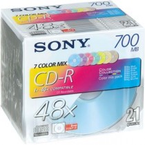 (まとめ) ソニー データ用CD-R 700MB 48倍速 7色カラーMIX 5mmスリムケース 21CDQ80FX 1パック(21枚：各色3枚) 【×3セット】