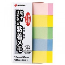 (まとめ) ニチバン ポイントメモ 再生紙 15×50mm パステルライン混色 F-4KP 1パック(5冊) 【×20セット】