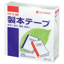 （まとめ） ニチバン 製本テープ＜再生紙＞ 25mm×10m 白 BK-255 1巻 【×10セット】