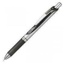 (まとめ) ぺんてる ゲルインクボールペン ノック式エナージェル 0.5mm 黒 (軸色 シルバー) BLN75Z-A 1本 【×30セット】