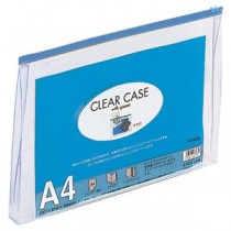 (まとめ) リヒトラブ クリヤーケース(クリアケース)(マチ付) A4ヨコ 藍 F-74SM 1枚 【×15セット】