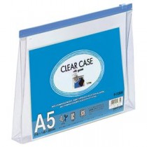 (まとめ) リヒトラブ クリヤーケース(クリアケース)(マチ付) A5ヨコ 藍 F-72SM 1枚 【×15セット】