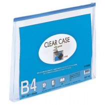 (まとめ) リヒトラブ クリヤーケース(クリアケース)(マチ付) B4ヨコ 藍 F-75SM 1枚 【×10セット】