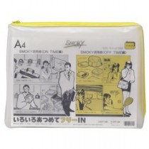 (まとめ) リヒトラブ クリヤーケース(クリアケース)・スモーキィ(マチ付) A4ヨコ 黄 F-277 1枚 【×10セット】