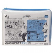 (まとめ) リヒトラブ クリヤーケース(クリアケース)・スモーキィ(マチ付) A4ヨコ 水 F-277 1枚 【×10セット】