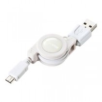 (まとめ)サンワサプライ 巻き取りUSB2.0モバイルケーブル(ホワイト) KU-M08MCBW【×5セット】