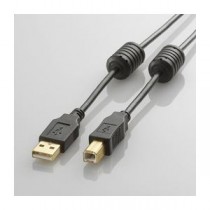 (まとめ)エレコム フェライトコア付きUSB2.0ケーブル U2C-BF10BK【×5セット】
