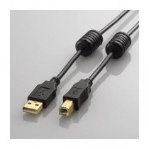 (まとめ)エレコム フェライトコア付きUSB2.0ケーブル U2C-BF30BK【×5セット】