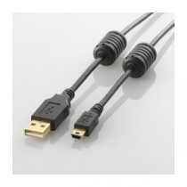 (まとめ)エレコム フェライトコア付きUSB2.0ケーブル U2C-MF10BK【×5セット】