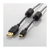 (まとめ)エレコム フェライトコア付きUSB2.0ケーブル U2C-MF20BK【×5セット】