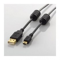 (まとめ)エレコム フェライトコア付きUSB2.0ケーブル U2C-MF30BK【×5セット】