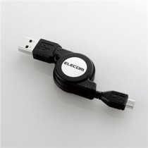 （まとめ）エレコム 巻取り両面挿しUSBケーブル（A-microB） U2C-DAMBRL07BK【×3セット】