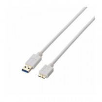 (まとめ)エレコム USB3.0ケーブル(A-microB) USB3-AMB05WH【×3セット】