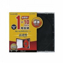 (まとめ)エレコム Blu-ray/DVD/CDケース(標準/PS/1枚収納) CCD-JSCN10BK【×5セット】