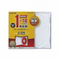 (まとめ)エレコム Blu-ray/DVD/CDケース(標準/PS/1枚収納) CCD-JSCN10WH【×5セット】