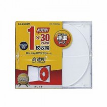 (まとめ)エレコム Blu-ray/DVD/CDケース(標準/PS/1枚収納) CCD-JSCN30WH【×2セット】