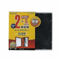 (まとめ)エレコム Blu-ray/DVD/CDケース(標準/PS/2枚収納) CCD-JSCNW5BK【×10セット】
