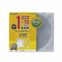(まとめ)エレコム Blu-ray/DVD/CDケース(スリム/PS/1枚収納) CCD-JSCS10CR【×10セット】
