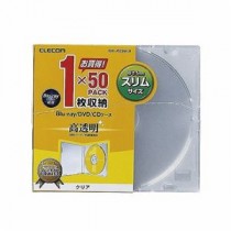 (まとめ)エレコム Blu-ray/DVD/CDケース(スリム/PS/1枚収納) CCD-JSCS50CR【×3セット】