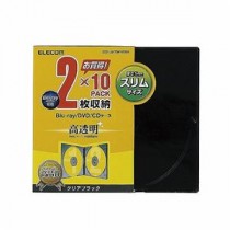 (まとめ)エレコム Blu-ray/DVD/CDケース(スリム/PS/2枚収納) CCD-JSCSW10CBK【×10セット】