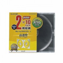 (まとめ)エレコム Blu-ray/DVD/CDケース(スリム/PS/2枚収納) CCD-JSCSW10CR【×10セット】
