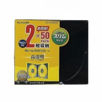 (まとめ)エレコム Blu-ray/DVD/CDケース(スリム/PS/2枚収納) CCD-JSCSW50CBK【×2セット】