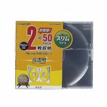 (まとめ)エレコム Blu-ray/DVD/CDケース(スリム/PS/2枚収納) CCD-JSCSW50CR【×2セット】
