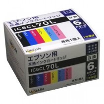 (まとめ)ワールドビジネスサプライ 【Luna Life】 エプソン用 互換インクカートリッジ IC6CL70L 6本パック【×2セット】