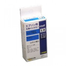 (まとめ)ワールドビジネスサプライ 【Luna Life】 エプソン用 互換インクカートリッジ ICC70L シアン【×10セット】
