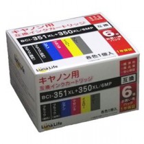 (まとめ)ワールドビジネスサプライ 【Luna Life】 キヤノン用 互換インクカートリッジ BCI-351XL+350XL/6MP 6本パック【×2セット】