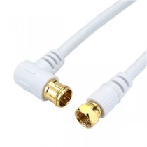 （まとめ）HORIC アンテナケーブル 2m ホワイト F型差込式/ネジ式コネクタ L字/ストレートタイプ HAT20-920LS【×5セット】