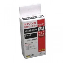 (まとめ)ワールドビジネスサプライ 【Luna Life】 キヤノン用 互換インクカートリッジ BCI-351XLBK 染料ブラック LN CA351BK【×10セット】