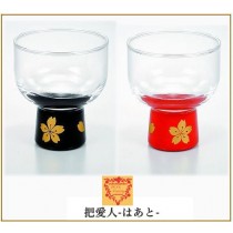 ぐい呑み　黒＆洗朱【セット商品】桜（手描） 