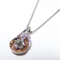 ダイヤモンド ネックレス 0.11ct K18 ピンクゴールド＆ホワイトゴールド ハート＆キューピット H＆C Hカラー SIクラス GOOD 揺れる ダイヤモンド ペンダント 鑑別書付き