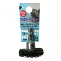 (業務用5個セット) H＆H 六角軸ホイールブラシ/先端工具 【バリ取り作業用/38mm】 鋼線 日本製 BWW-38 〔DIY用品/大工道具〕