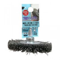 (業務用3個セット) H＆H 六角軸ホイールブラシ/先端工具 【バリ取り作業用/75mm】 鋼線 日本製 BWW-75 〔DIY用品/大工道具〕